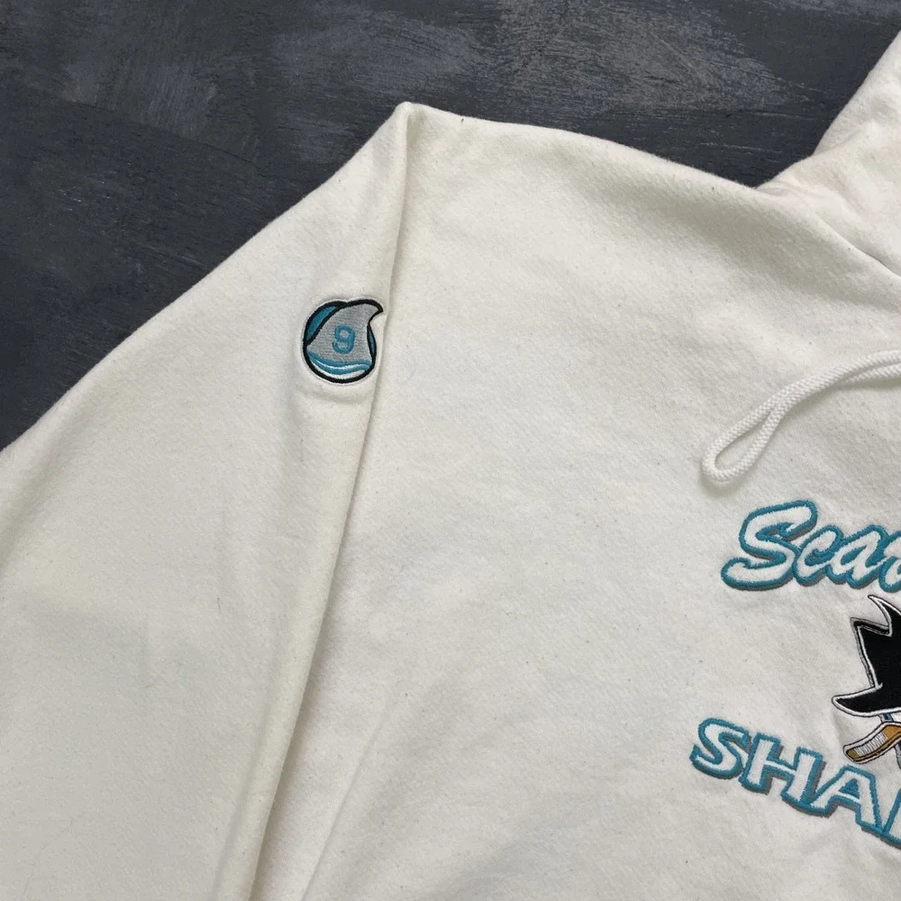 Vintage Scarborough Sharks hockey hoodie mens XL White 2000s y2k - Picture 3 of 10